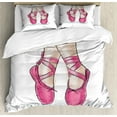 thumbnail image 1 of Ambesonne Ballet Duvet Cover Sets, Hand Drawn Ballerina Shoes, 2-Queen, White Pink Pale Peach, 1 of 3