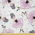 thumbnail image 1 of Ambesonne Ballet Fabric by the Yard Microfiber, Ballerina Pattern Fantasy, 5 Yards, Peach Pink White, 1 of 4