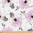 thumbnail image 1 of Ambesonne Ballet Fabric by the Yard Upholstery, Ballerina Pattern Fantasy, 5 Yards, Peach Pink White, 1 of 5