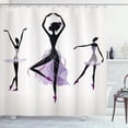 thumbnail image 1 of Ambesonne Ballet Shower Curtain, Ballerina Dancer Silhouettes, 69"Wx84"L, Off White Black Mauve, 1 of 3