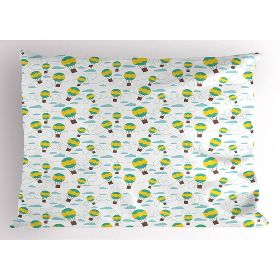 Ambesonne Balloon Pillow Sham, Cartoon Hot Air Balloons, 36" X 20", Multicolor