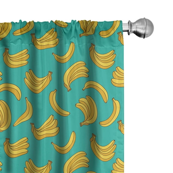 Ambesonne Banana Curtains, Tropic Fruit Vivid, Pair of 28"x95", Teal Yellow
