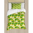 thumbnail image 1 of Ambesonne Banana Duvet Cover Sets, Tropical Fruit and Leaves, 2-Twin, Yellow Lime Green, 1 of 3