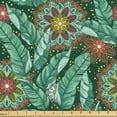 thumbnail image 1 of Ambesonne Banana Leaf Fabric by the Yard Upholstery, Mandala Exotic Leaves, 10 Yards, Hunter Green and Multicolor, 1 of 5
