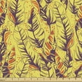 thumbnail image 1 of Ambesonne Banana Leaf Fabric by the Yard Upholstery, Modern Tropical Design, 2 Yards, Mustard Eggplant and Orange, 1 of 1