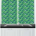 thumbnail image 1 of Ambesonne Banana Leaf Kitchen Curtains, Brazilian Tropical Leaf, 55"x39", White and Green, 1 of 2