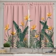 thumbnail image 1 of Ambesonne Banana Leaf Kitchen Curtains, Vintage Tropical Flora, 55"x36", Blush Hunter Green and Orange, 1 of 3