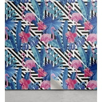 Ambesonne Banana Leaf Peel & Stick Wallpaper for Home, Watercolor Flamingo, 13"x72", Multicolor