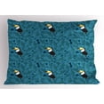 thumbnail image 1 of Ambesonne Banana Leaf Pillow Sham, Blue Eyed Toucan, 26" X 20", Petrol Blue Yellow, 1 of 2