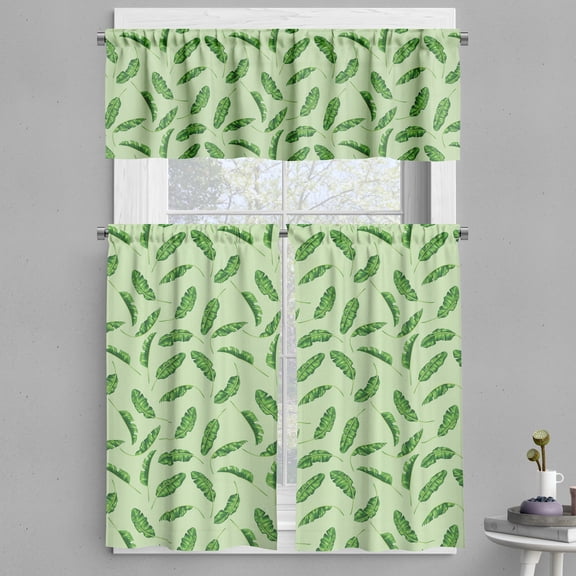 Ambesonne Banana Leaf Valance & Curtain, Ecology Botany, 55"x36", Green Pistachio Green