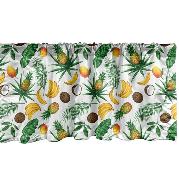Ambesonne Banana Leaf Window Valance, Coconut Pineapple, 54" X 18", Multicolor