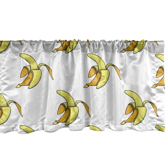 Ambesonne Banana Window Valance, Vintage Peeled Dotted Fruit, 54" X 12", Yellow Orange