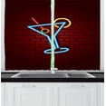 thumbnail image 1 of Ambesonne Bar Kitchen Curtains, Cocktail Glass over Brick Wall, 55"x45", Burgundy Azure Blue, 1 of 1