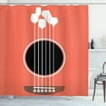 thumbnail image 1 of Ambesonne Bar Shower Curtain, Acoustic Guitar Wine Glasses, 69"Wx75"L, Salmon White, 1 of 5