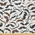 thumbnail image 1 of Ambesonne Barber Fabric by the Yard Microfiber, Various Mustaches Pattern, 3 Yards, Seal Brown Dark Cocoa, 1 of 2