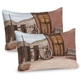 thumbnail image 1 of Ambesonne Barn Wood Wagon Wheel Pillow Sham 2 Pack, Farmhouse, 36"x20", Umber Pale Brown, 1 of 3