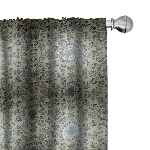 Ambesonne Baroque 4-Panel Curtains, Vintage Ornate and Eastern, 56"x63", Sepia Dark Tan