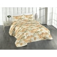 thumbnail image 1 of Ambesonne Baroque Floral Quilted Bedspread Set 3 Pcs, Leafy Blooming Rose, King, Reseda Green Dark Peach, 1 of 4