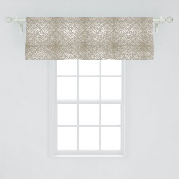 Ambesonne Baroque Window Valance, Damask Like Royal Motifs, 54" X 18", Eggshell Tan