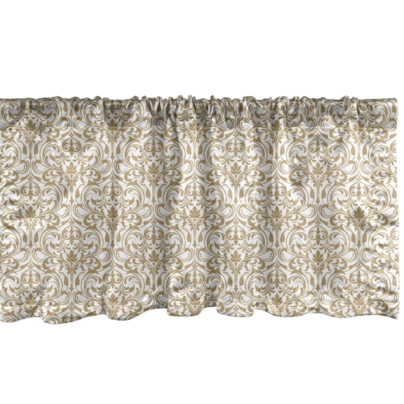 Ambesonne Baroque Window Valance, Medieval Floral Pattern, 54" X 18", Camel and White