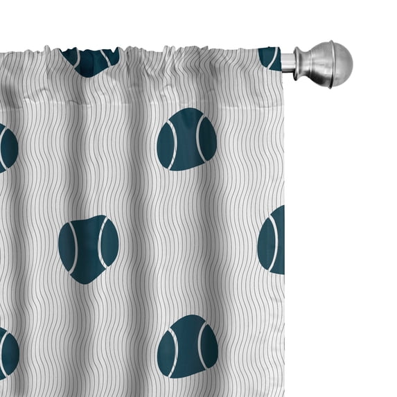 Ambesonne Baseball 4-Panel Curtains, Vertical Softball Motifs, 56"x95", Dark Petrol Blue White