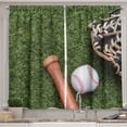 thumbnail image 1 of Ambesonne Baseball Kitchen Curtains, Glove Ball Bat Grass Print, 55"x36", Reseda Green Blush and Grey, 1 of 3