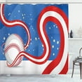 thumbnail image 1 of Ambesonne Baseball Shower Curtain, Abstract Ball Lines Stars, 69"Wx70"L, Vermilion and Violet Blue, 1 of 4
