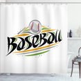 thumbnail image 1 of Ambesonne Baseball Shower Curtain, Lettering Sports Cartoon, 69"Wx75"L, Apricot Fern Green Grey, 1 of 4