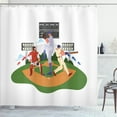 thumbnail image 1 of Ambesonne Baseball Shower Curtain, Players on Field Cartoon, 69"Wx75"L, Fern Green and Apricot, 1 of 1