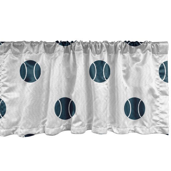 Ambesonne Baseball Window Valance, Vertical Softball Motifs, 54" X 12", Dark Petrol Blue White