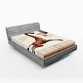 thumbnail image 1 of Ambesonne Basketball Fitted Sheet, Humor Funny Giraffe Dunk, King Size, Cinnamon Off White Green, 1 of 3