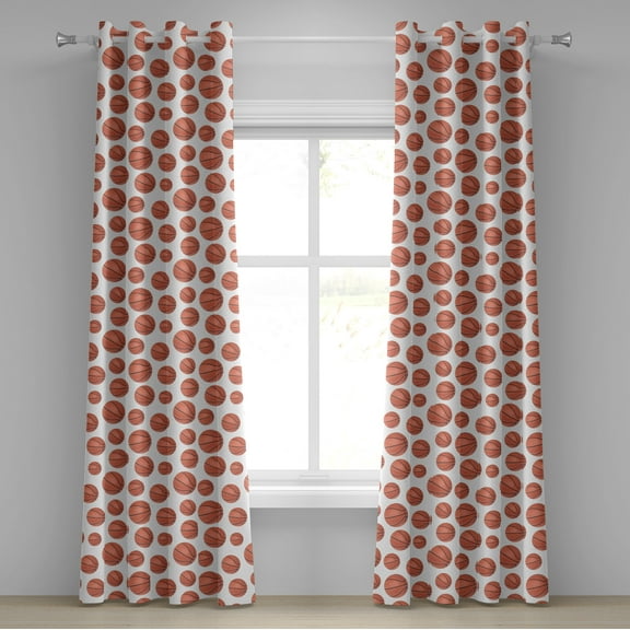 Ambesonne Basketball Grommet Curtain, Realistic Style Ball, 50" x 96", Pale Cinnamon White