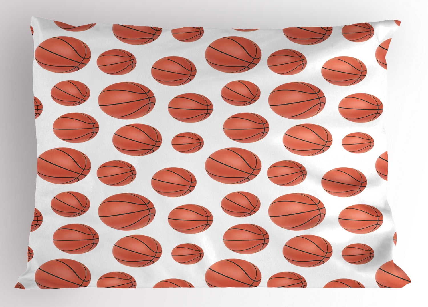Basketball Print White Polyester Standard/Queen Pillow Sham