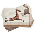 thumbnail image 1 of Ambesonne Basketball Place Mats Set of 4, Humor Funny Giraffe Dunk, Standard Size, Cinnamon Off White Green, 1 of 5