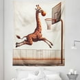 thumbnail image 1 of Ambesonne Basketball Tapestry Twin Size, Humor Funny Giraffe Dunk, 68"x88", Cinnamon Off White Green, 1 of 2