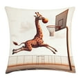 thumbnail image 1 of Ambesonne Basketball Throw Pillow Cushion Cover, Humor Funny Giraffe Dunk, 16" X 16", Cinnamon Off White Green, 1 of 2