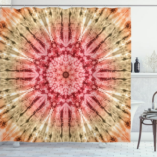 Ambesonne Batik Shower Curtain, Batik Hippie Red Brown, 69"Wx84"L, Red Brown