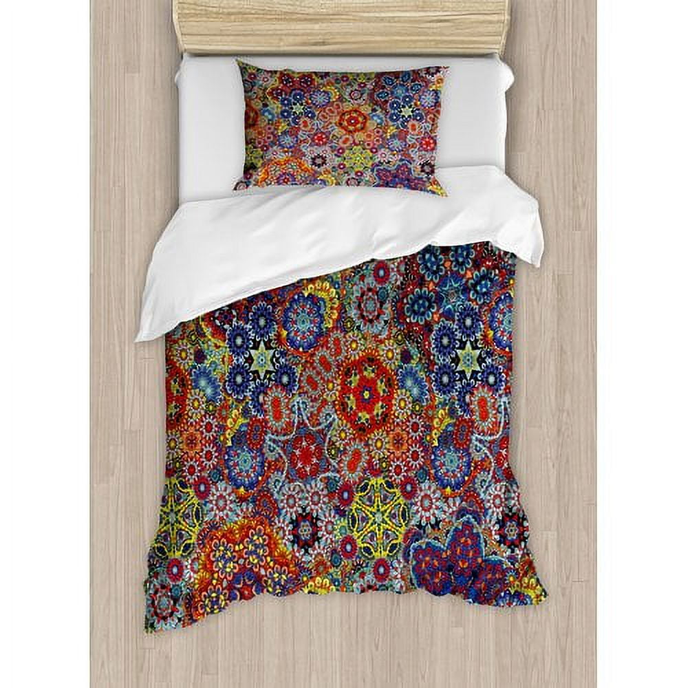 Twin Pink and White Cotton Paisley Duvet Cover Set