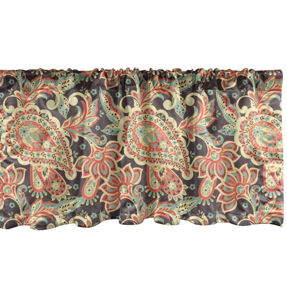 Ambesonne Batik Window Valance, Vintage Paisley, 54" X 12", Multicolor