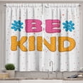 thumbnail image 1 of Ambesonne Be Kind Kitchen Curtains, Hippie 70s Style Saying, 55"x45", Pink Marigold and Sky Blue, 1 of 3