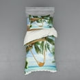 thumbnail image 1 of Ambesonne Beach Bedding Set 3 Pcs, Ocean Sandy Shore Palm, Twin, Green Cream Blue, 1 of 3