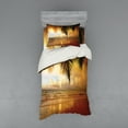 thumbnail image 1 of Ambesonne Beach Bedding Set 3 Pcs, Sunset Caribbean Palms, Twin, Dark Orange Pale Blue, 1 of 2
