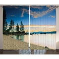 thumbnail image 1 of Ambesonne Beach Curtains 2 Panel Set, Peaceful Paradise Trees, 108" x 84", Blue Cream, 1 of 3
