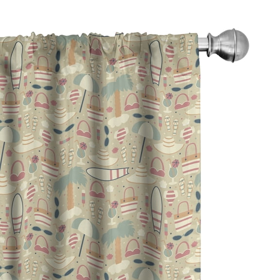 Ambesonne Beach Curtains, Summer Vacation Women, Pair of 28"x95", Multicolor