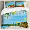 thumbnail image 1 of Ambesonne Beach Duvet Cover Set, Coconut Pineapple Summer, 2-Calking, Blue Green Brown, 1 of 7