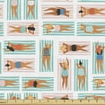 thumbnail image 1 of Ambesonne Beach Fabric by the Yard Upholstery, Women Striped Towels Summer, 1 Yard, Multicolor, 1 of 4