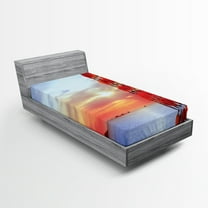 Ambesonne Beach Fitted Sheet, Dreamcatcher Ibiza Sunset, Twin Size, Red Blue Coral