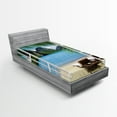 thumbnail image 1 of Ambesonne Beach Fitted Sheet, Palms and Ocean Summer, Twin XL Size, White Green and Blue, 1 of 3