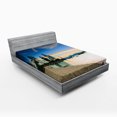 thumbnail image 1 of Ambesonne Beach Fitted Sheet, Peaceful Paradise Trees, Full Size, Blue Cream, 1 of 2