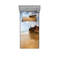 thumbnail image 1 of Ambesonne Beach Fitted Sheet & Pillow Sham Set, Antique Rusty Ship Wreck, Twinxl, Multicolor, 1 of 2